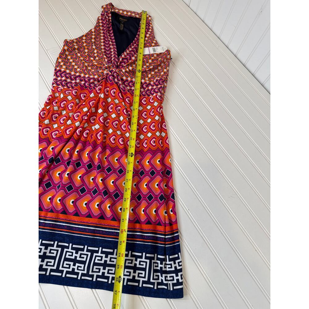NWT Laundry by Shelli Segal Pop Orange Multi Cinched Mini Halter Dress Size 6 - Picture 5 of 5